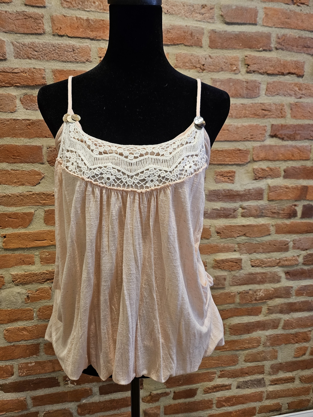 Free People Lace Yoke Spaghetti Strap Cami - Blush